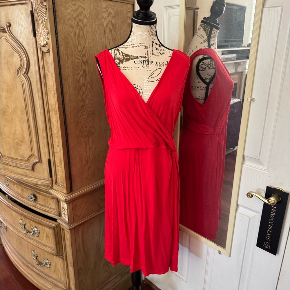 Tommy Bahama Red Ruched Wrap Midi Dress